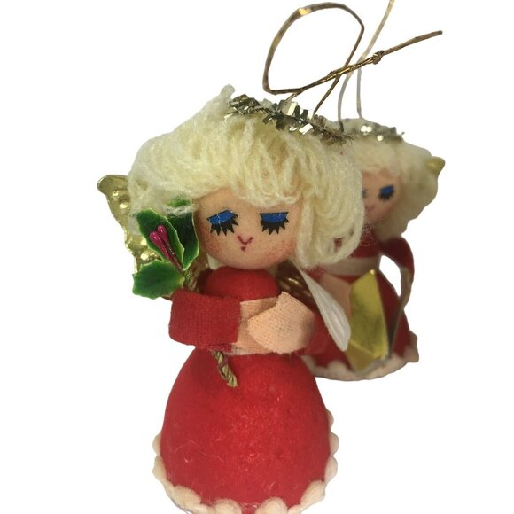 Vintage Blonde Choir Angels Christmas Ornament Decoration Flocked Foam Taiwan - Picture 3 of 12